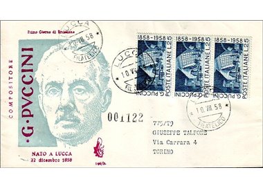 ITALY 1958 FDC (Venice) Giacomo Puccini collection