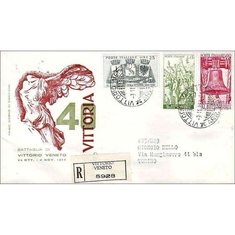 ITALIA 1958 FDC (Venetia) Vittoria racc