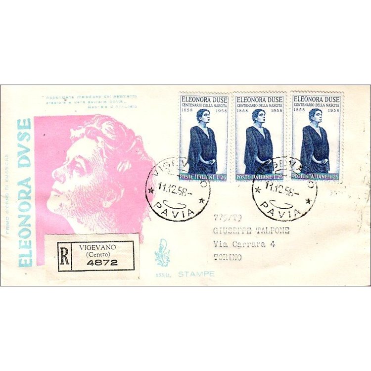 ITALY 1958 FDC (Venice) Eleonora Duse collection