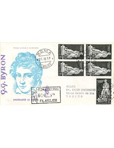 ITALIA 1959 FDC (Venetia) George Gordon Byron racc