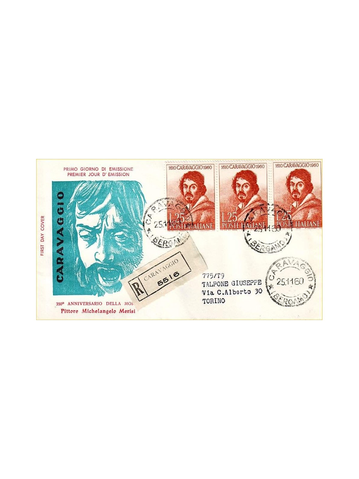 ITALIA 1960 FDC (Venetia) Caravaggio racc