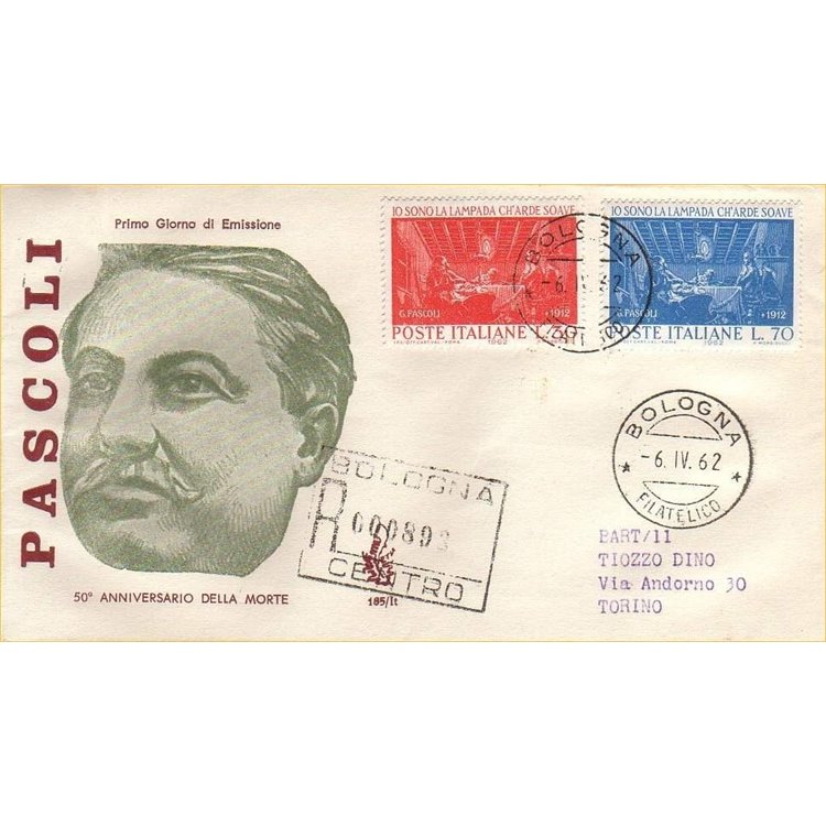 ITALIA 1962 FDC (Venetia) Giovanni Pascoli racc
