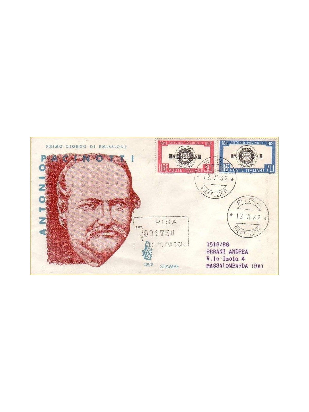 ITALIA 1962 FDC (Venetia) Antonio Pacinotti racc