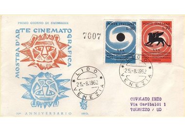 ITALIA 1962 FDC (Venetia) Mostra cinematografica racc