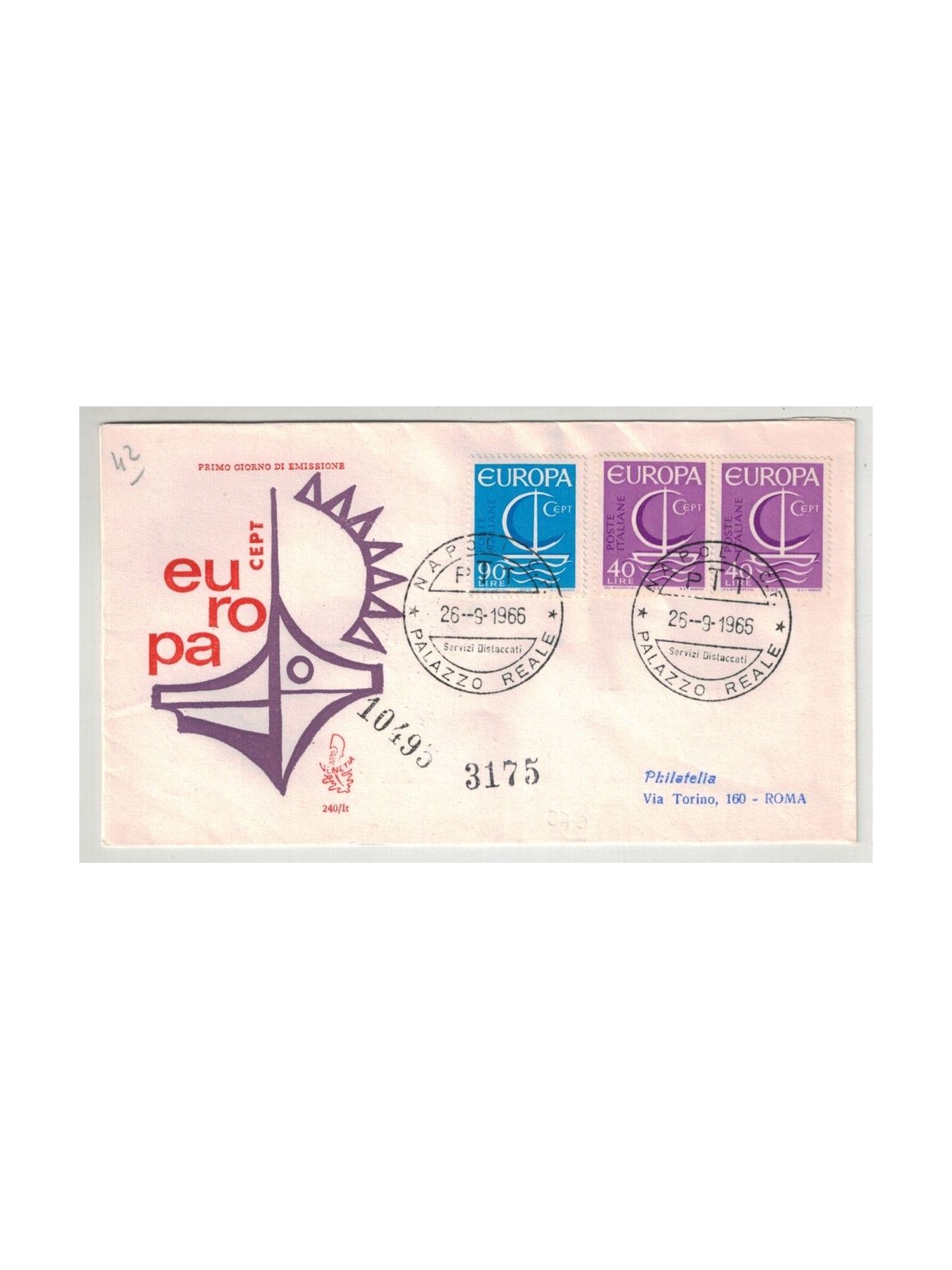 ITALY 1966 FDC (Venetia) Europa Cept rec