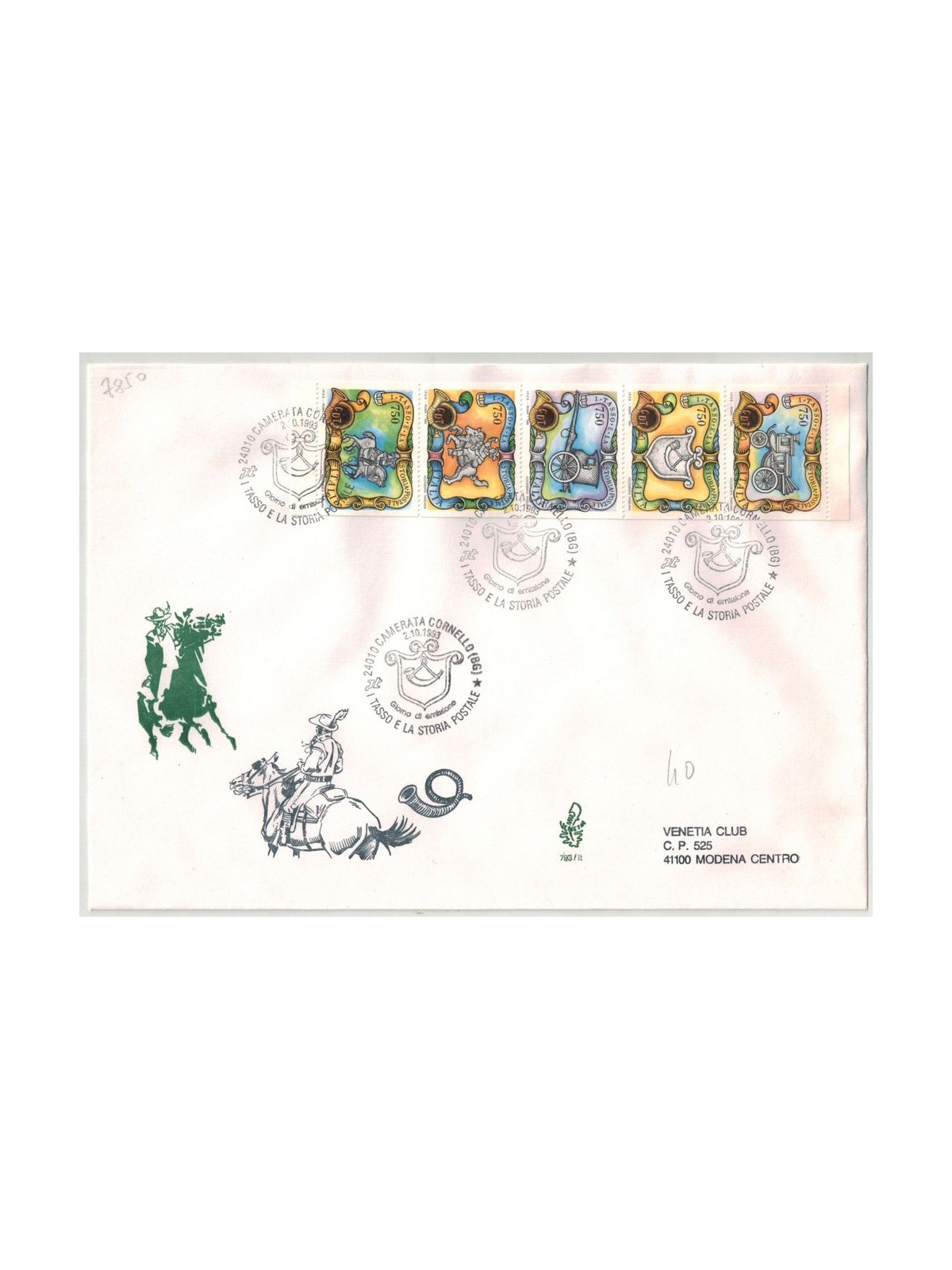 ITALY 1993 FDC (Venice) Cornello dei Tasso booklet