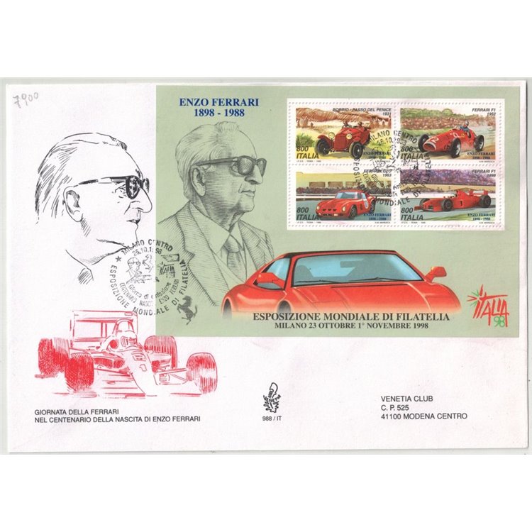 ITALIA 1998 FDC (Venetia) Giornata della Ferrari BF