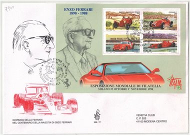 ITALY 1998 FDC (Venice) Ferrari Day s/s