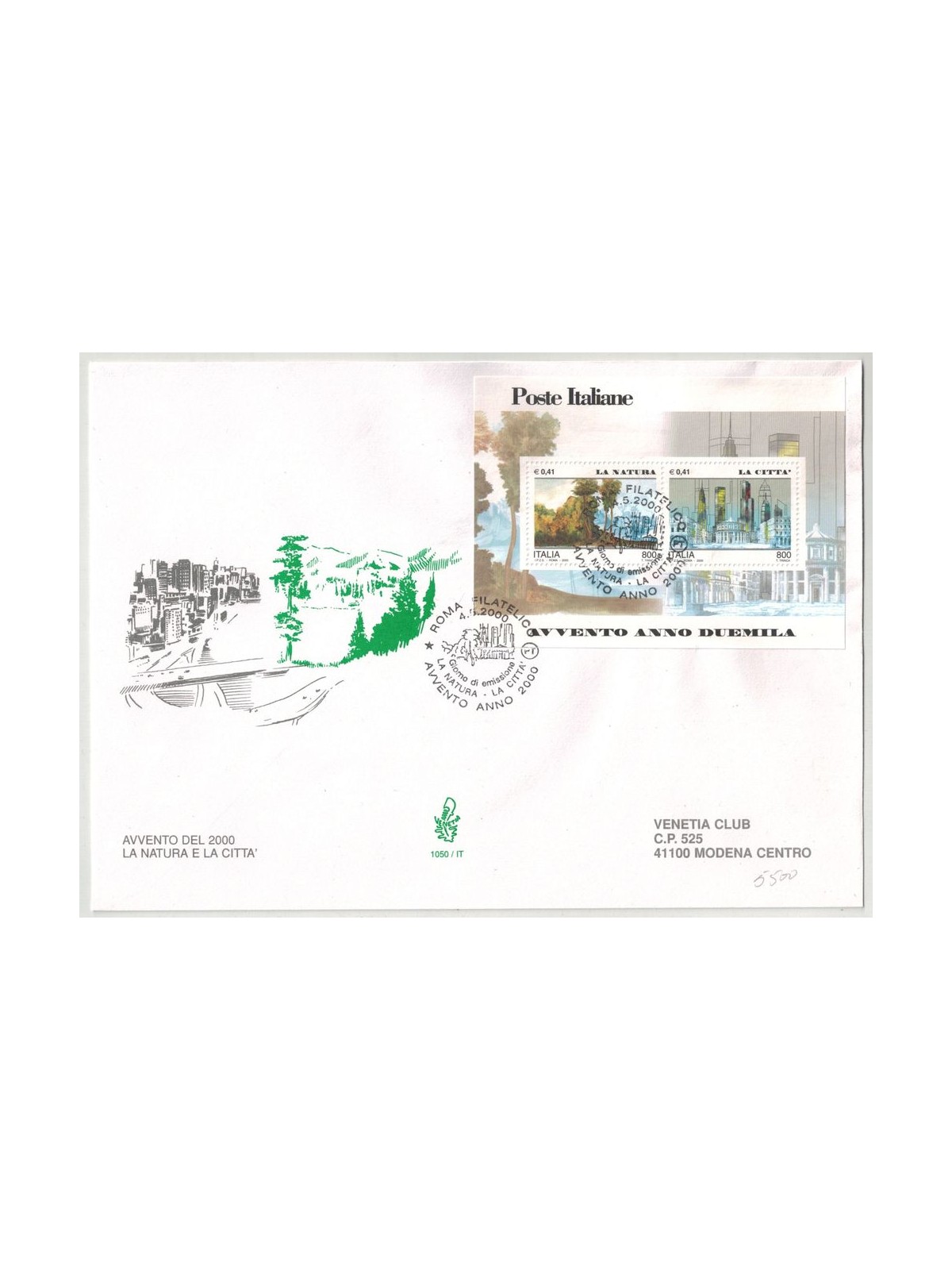 ITALIA 2000 FDC (Venetia) La natura e la città BF