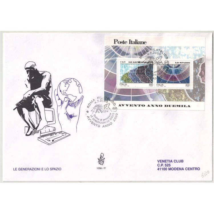 ITALY 2000 FDC (Venice) Generations and Space s/s