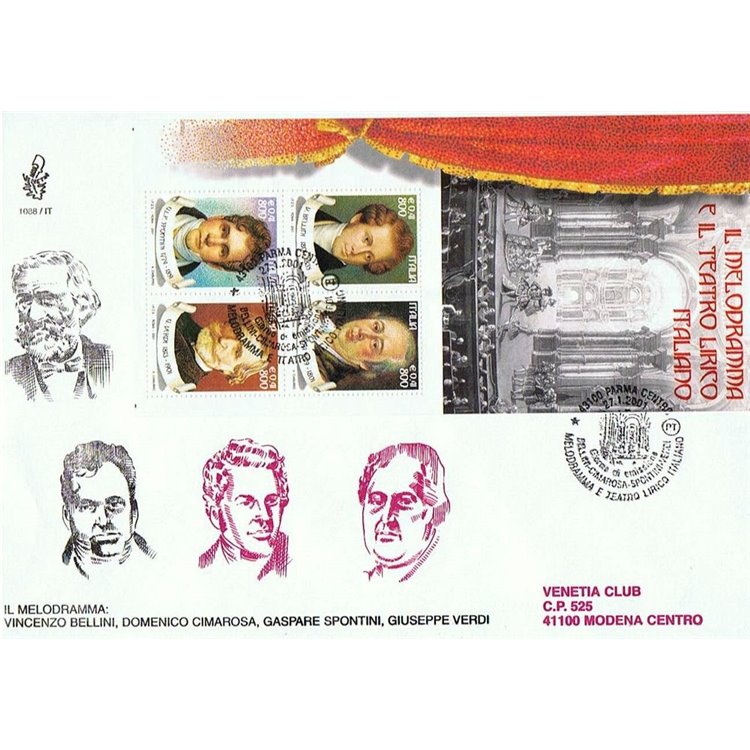 ITALY 2001 FDC (Venice) Melodrama s/s