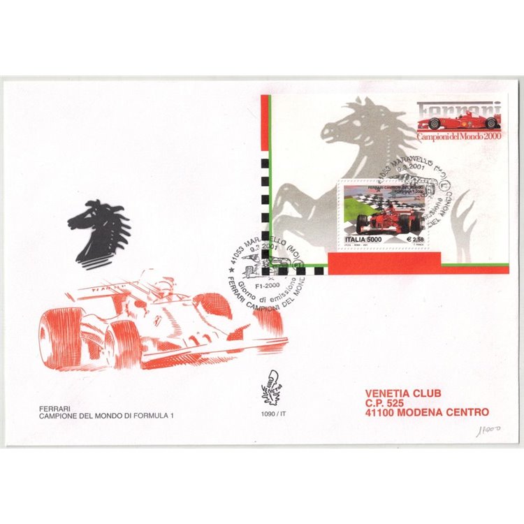 ITALIA 2001 FDC (Venetia) Ferrari BF
