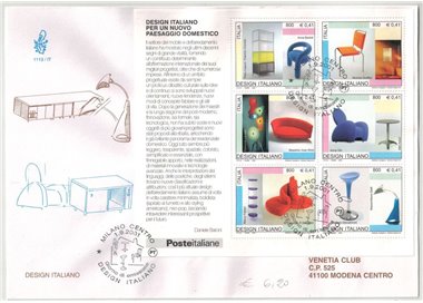 ITALY 2001 FDC (Venice) Italian design s/s