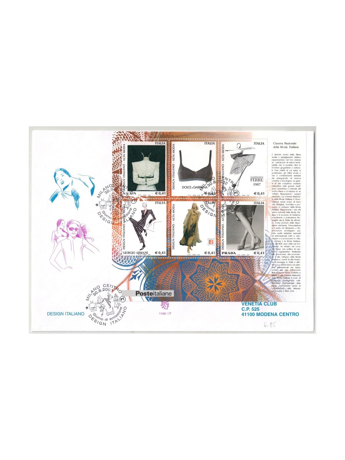ITALIA 2002 FDC (Venetia) Design italiano BF