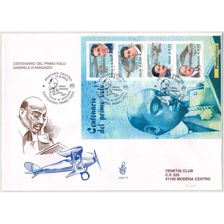 ITALIA 2003 FDC (Venetia) Centenario del primo volo BF