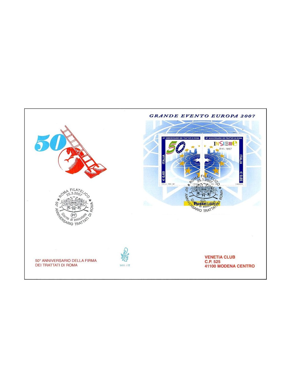 ITALIA 2007 FDC (Venetia) Trattati di Roma BF