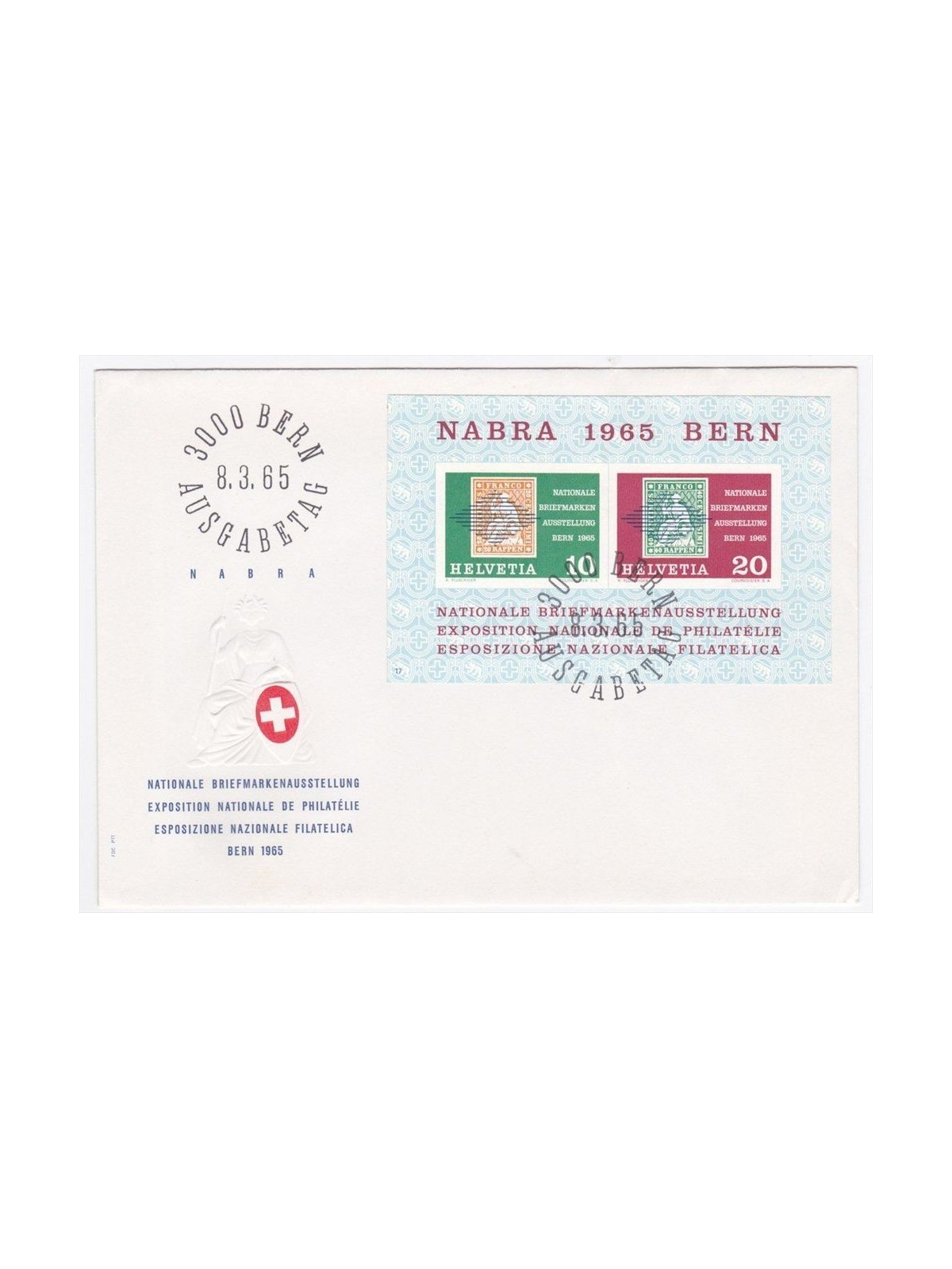 FDC SWITZERLAND 1965 National Philatelic Exhibition s/s