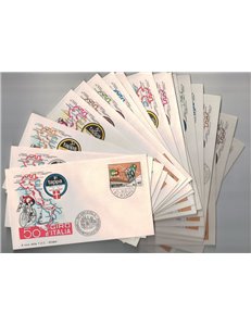 ITALIA 1967 FDC 50° Giro d'Italia, giro dei 23 annulli speciali