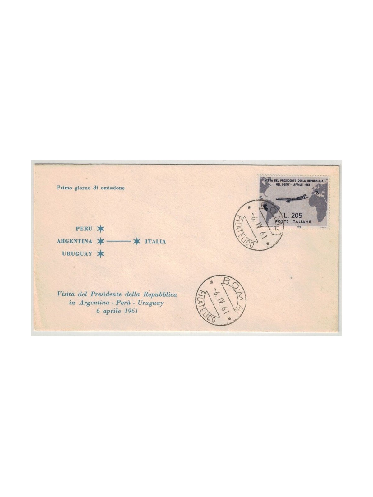 ITALIA 1961 FDC Presidente Gronchi ? 205 grigio