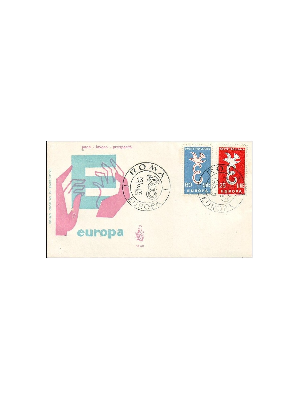 ITALIA 1958 FDC (Venetia) Europa Cept