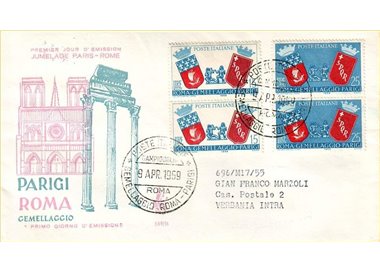 ITALIA 1959 FDC (Venetia) Gemellaggio Roma-Parigi