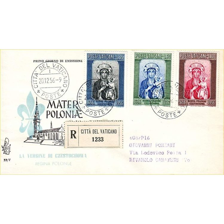 VATICANO 1956 FDC (Venetia) Madonna Nera di Polonia racc