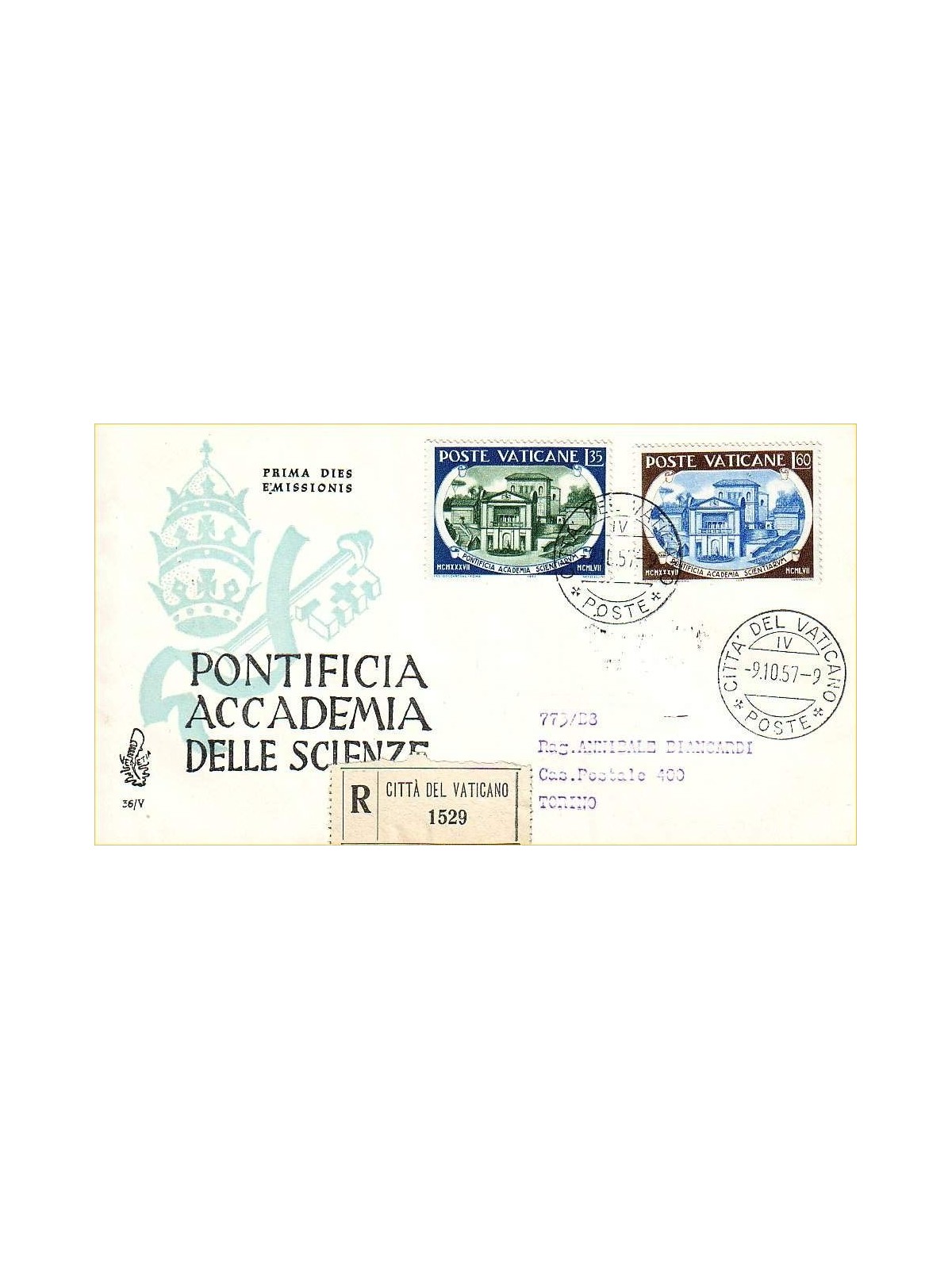VATICANO 1957 FDC (Venetia) Pontificia Accademia Scientiarum racc