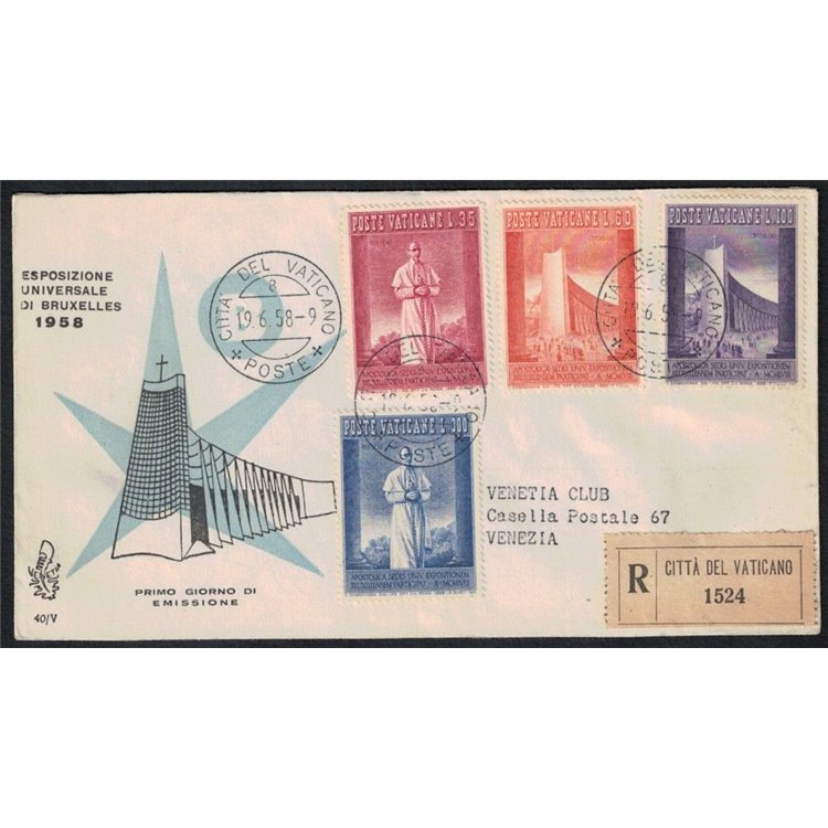 VATICAN 1958 FDC (Venice) Brussels Exhibition collected