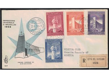 VATICAN 1958 FDC (Venice) Brussels Exhibition collected