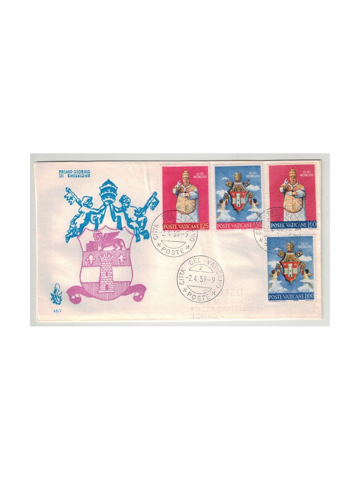 VATICANO 1959 FDC (Venetia) Incoronazione di Giovanni XXIII