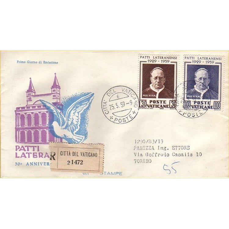 VATICAN 1959 FDC (Venetia) Lateran Pacts collected