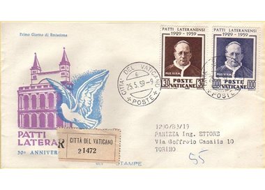 VATICANO 1959 FDC (Venetia) Patti lateranensi racc