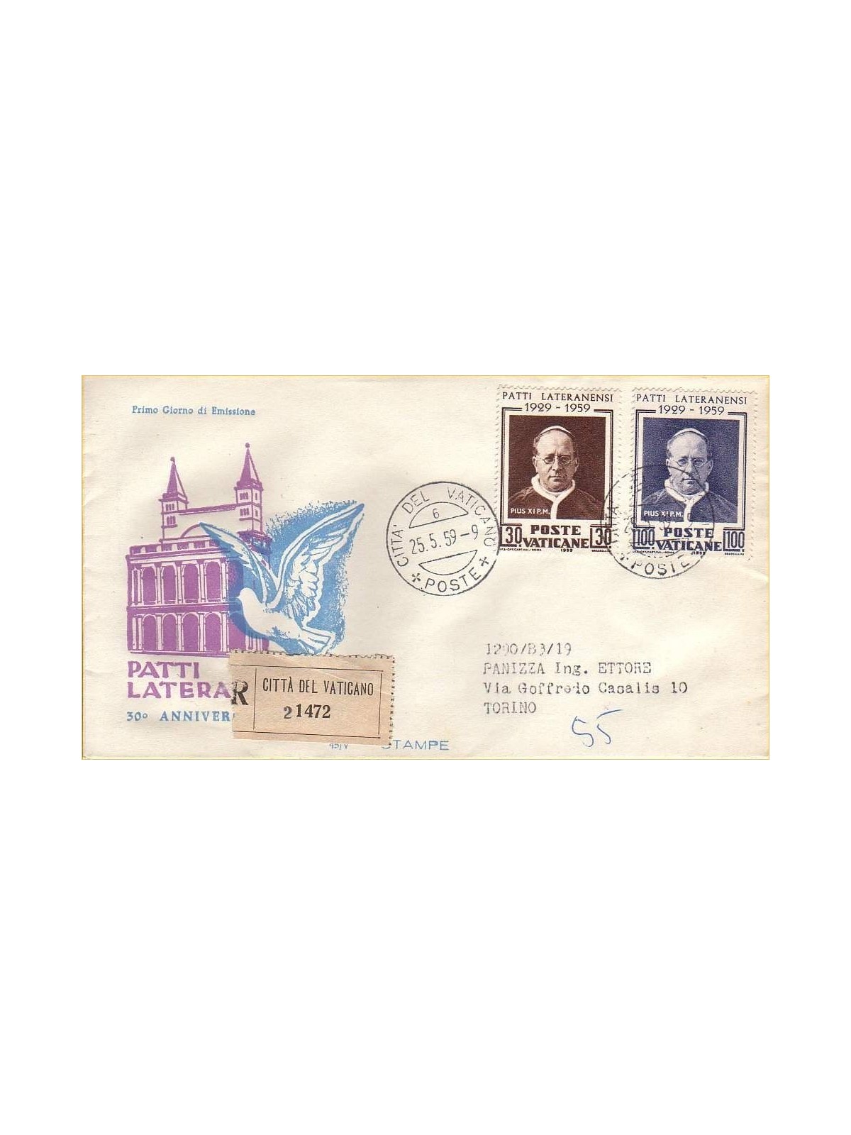 VATICAN 1959 FDC (Venetia) Lateran Pacts collected