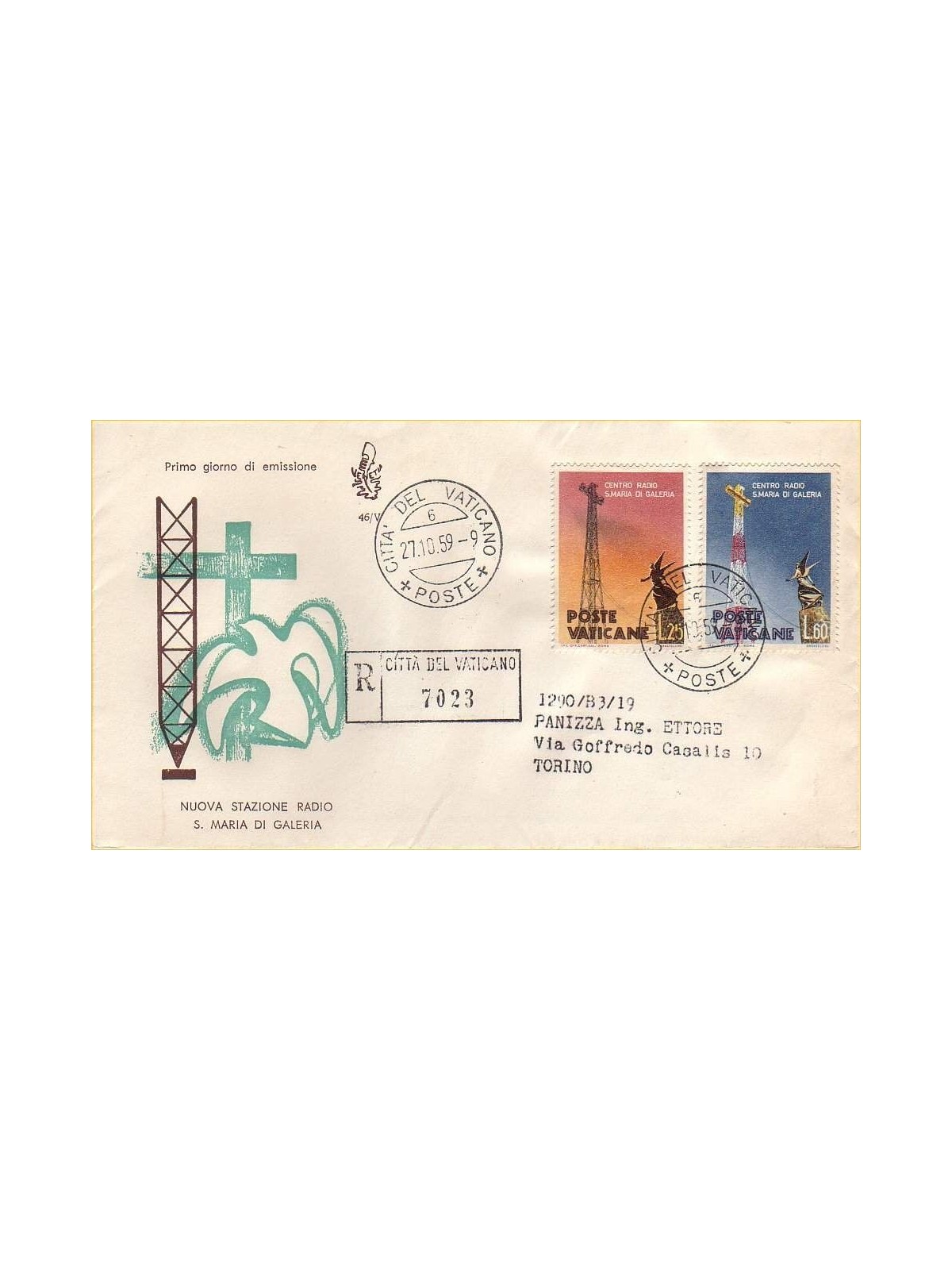 VATICAN 1959 FDC (Venice) Santa Maria Radio Centre collected