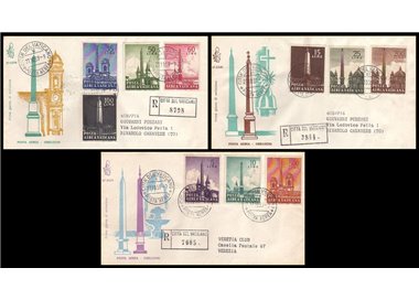 VATICAN 1959 FDC (Venetia) Obelisks, registered airmail