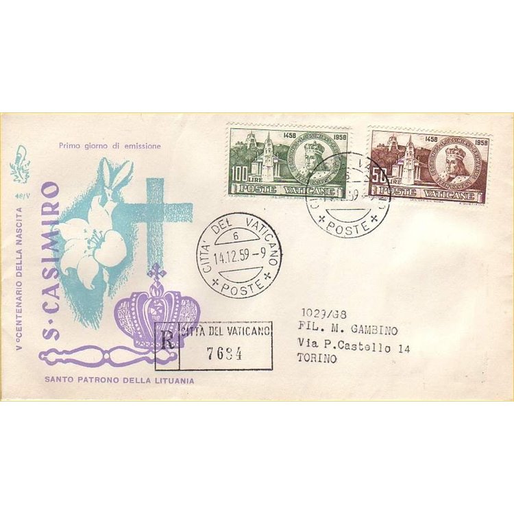 VATICANO 1959 FDC (Venetia) San Casimiro racc