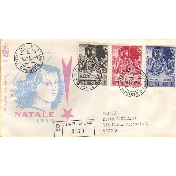 VATICANO 1959 FDC (Venetia) Natale racc