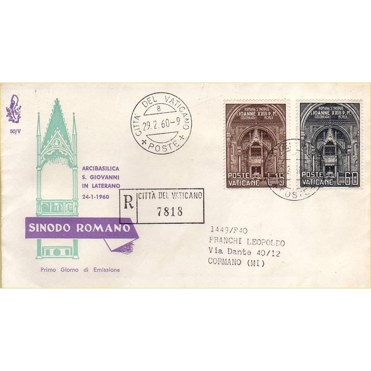 VATICAN 1960 FDC (Venice) Diocesan Synod of Rome collected
