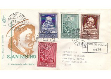 VATICANO 1960 FDC (Venetia) Centenario Sant'Antonino racc