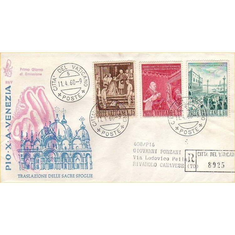 VATICAN 1960 FDC (Venice) Translation of Pius X collected