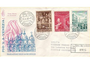 VATICAN 1960 FDC (Venice) Translation of Pius X collected