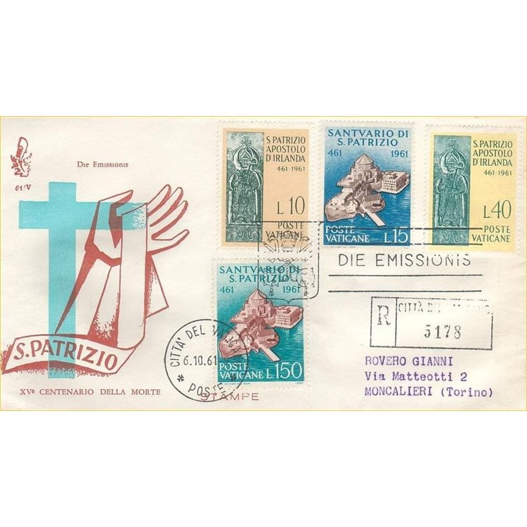 VATICAN 1961 FDC (Venice) Centenary of St. Patrick collected
