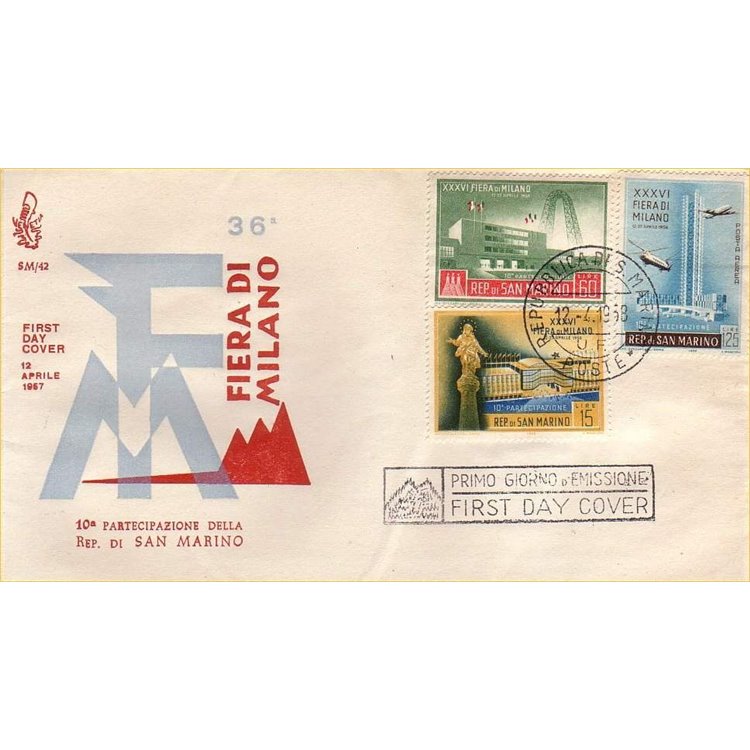 SAN MARINO 1958 FDC (Venice) Milan Fair