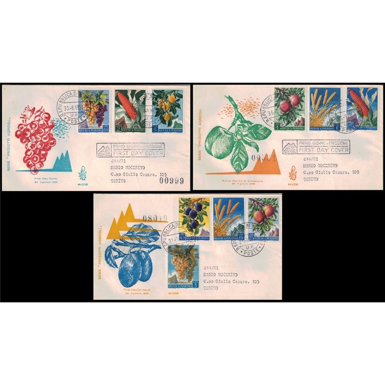 SAN MARINO 1958 FDC (Venetia) Prodotti agricoli racc