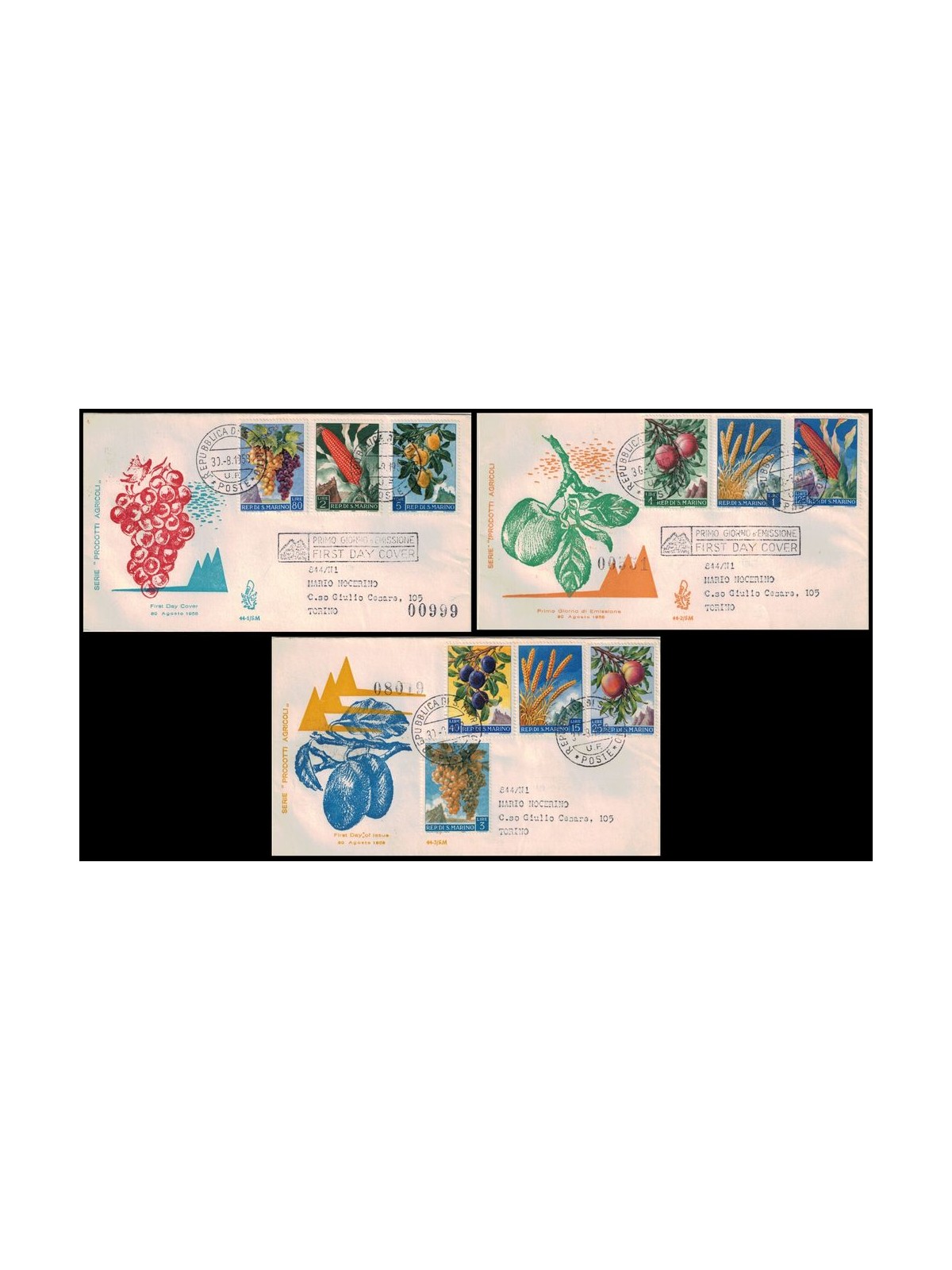 SAN MARINO 1958 FDC (Venetia) Prodotti agricoli racc