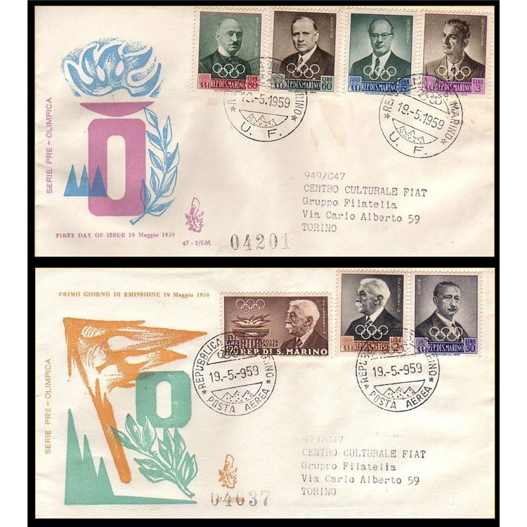 SAN MARINO 1959 FDC (Venetia) Pre-Olympic collection