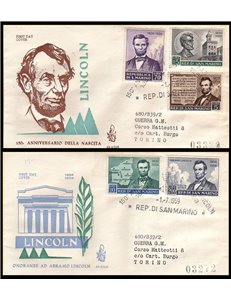 SAN MARINO 1959 FDC (Venice) Abraham Lincoln collect