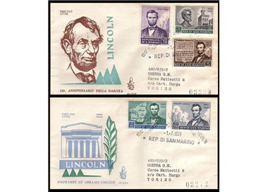 SAN MARINO 1959 FDC (Venetia) Abramo Lincoln racc