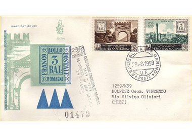 SAN MARINO 1959 FDC (Venetia) Stamps from Romagna collected