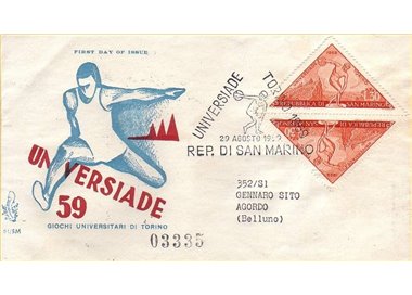 SAN MARINO 1959 FDC (Venetia) Universiadi di Torino racc